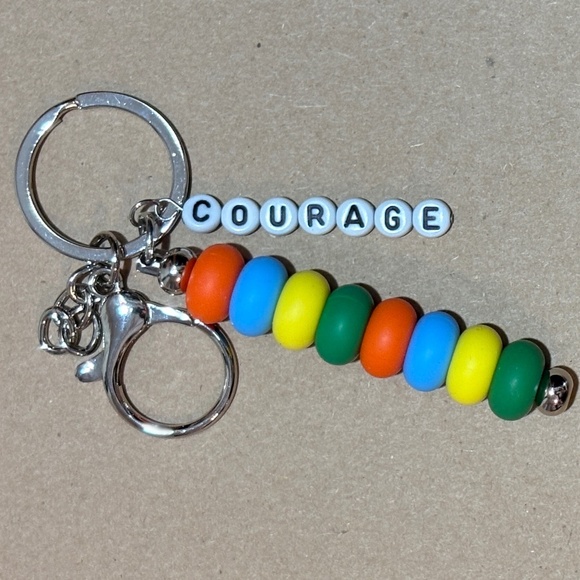 Silicone Inspirational Beaded Keychain - Courage - Picture 2 of 2